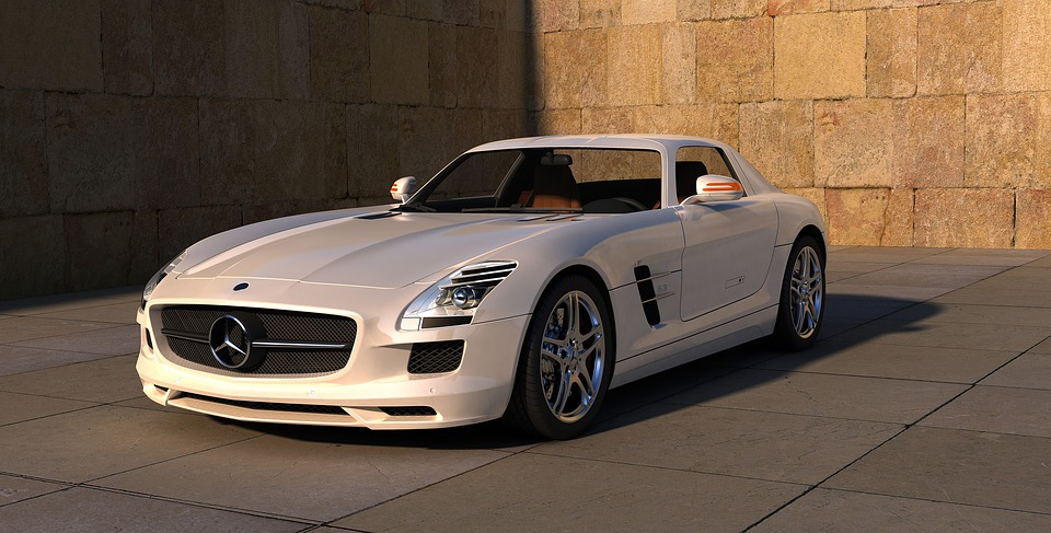 biele auto, Mercedes